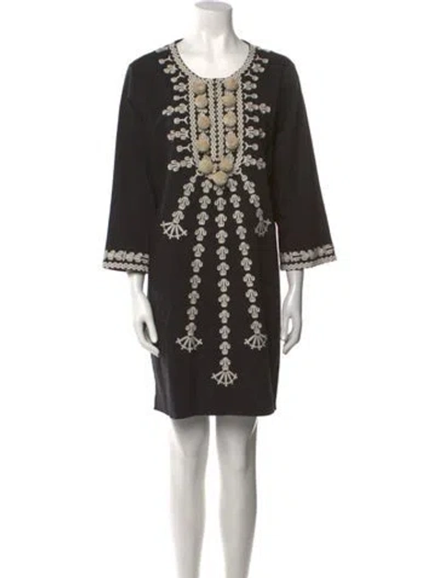 Pre-owned Figue Printed Mini Dress In Black