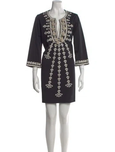 Pre-owned Figue Printed Mini Dress In Black