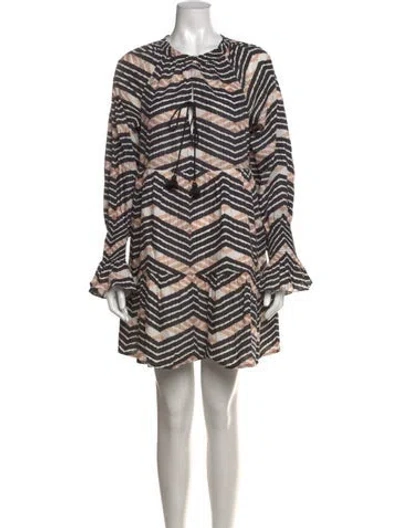 Pre-owned Figue Printed Mini Dress In Black