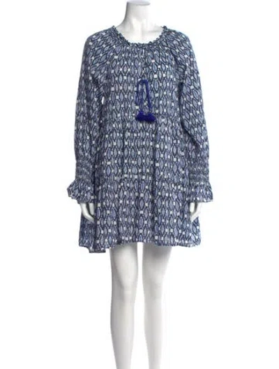 Pre-owned Figue Printed Mini Dress In Blue