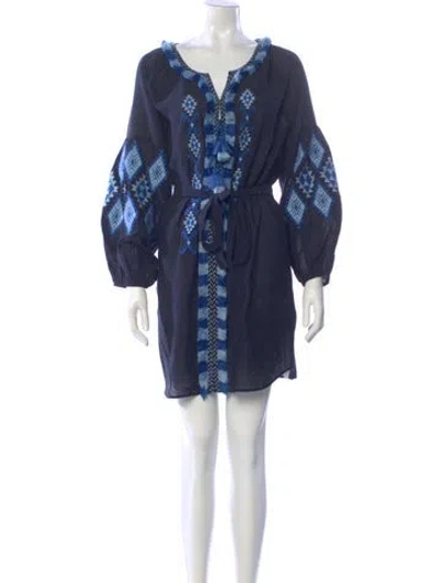 Pre-owned Figue Printed Mini Dress In Blue