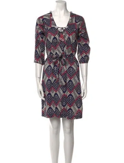 Pre-owned Figue Printed Mini Dress In Blue