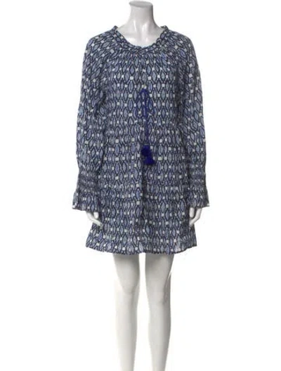 Pre-owned Figue Printed Mini Dress In Blue