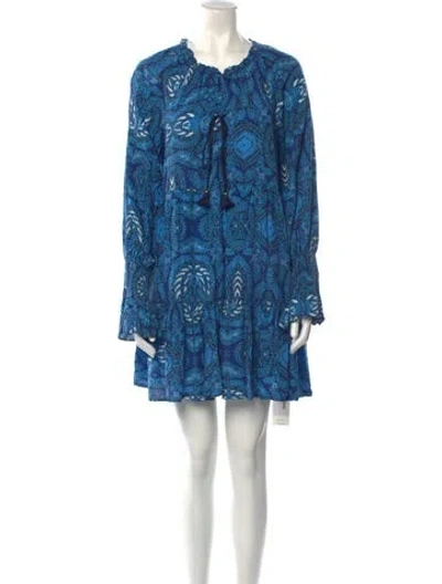 Pre-owned Figue Printed Mini Dress In Blue
