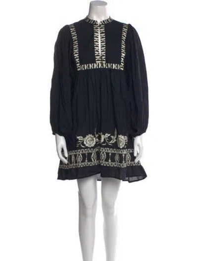 Pre-owned Figue Printed Mini Dress In Blue