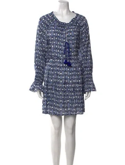 Pre-owned Figue Printed Mini Dress In Blue