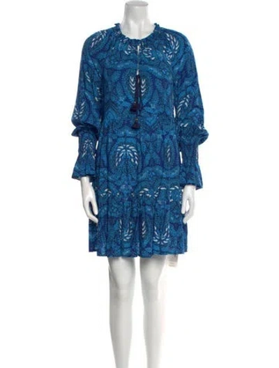 Pre-owned Figue Printed Mini Dress In Blue