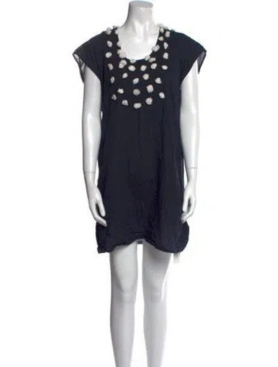 Pre-owned Figue Printed Mini Dress In Blue