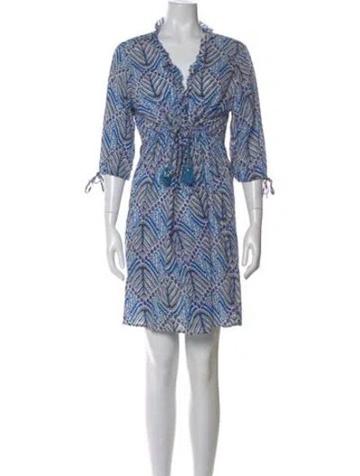 Pre-owned Figue Printed Mini Dress In Blue