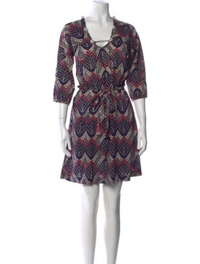 Pre-owned Figue Printed Mini Dress In Blue