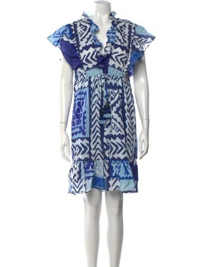 Pre-owned Figue Printed Mini Dress In Blue