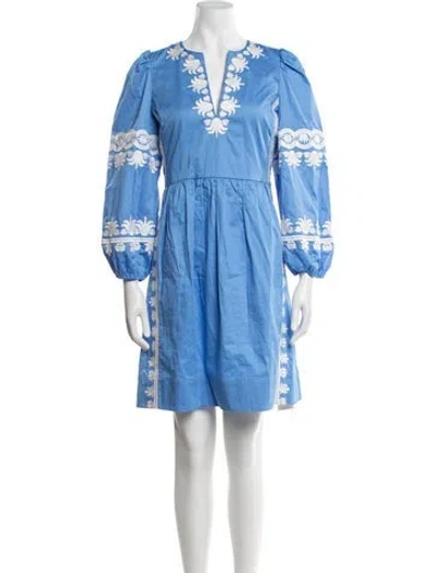 Pre-owned Figue Printed Mini Dress In Blue