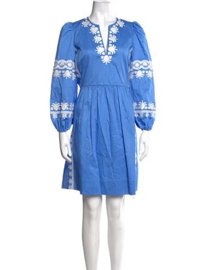 Pre-owned Figue Printed Mini Dress In Blue