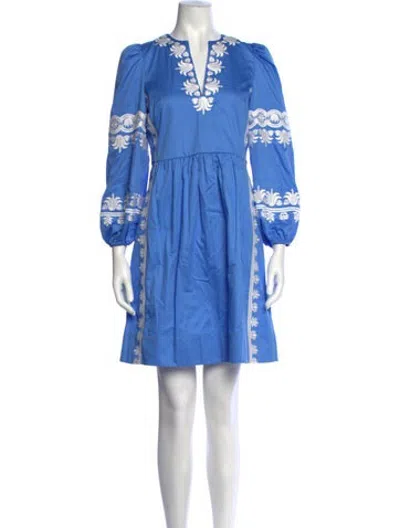Pre-owned Figue Printed Mini Dress In Blue