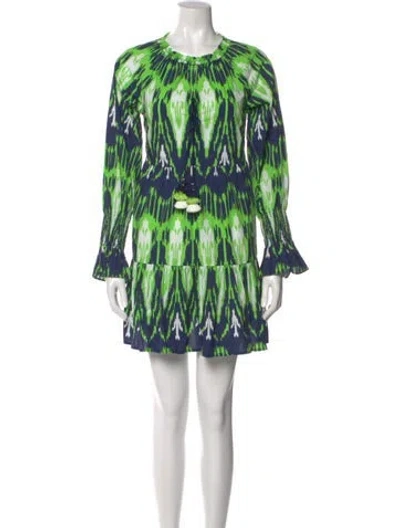 Pre-owned Figue Printed Mini Dress In Green