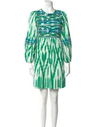 Pre-owned Figue Printed Mini Dress In Green