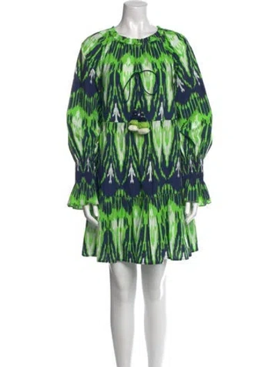 Pre-owned Figue Printed Mini Dress In Green