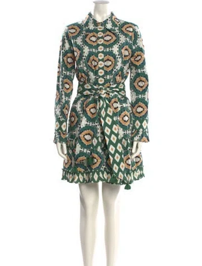 Pre-owned Figue Printed Mini Dress In Green
