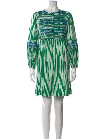 Pre-owned Figue Printed Mini Dress In Green