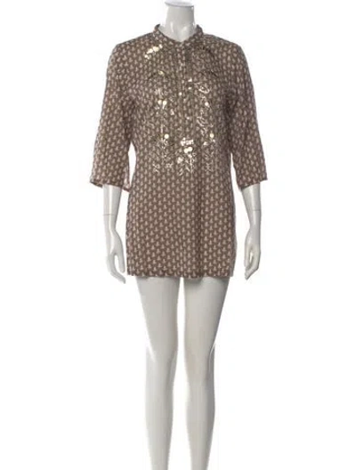 Pre-owned Figue Printed Mini Dress In Neutral