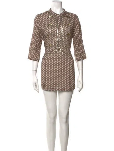 Pre-owned Figue Printed Mini Dress In Neutrals
