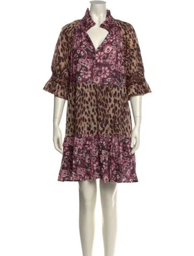 Pre-owned Figue Printed Mini Dress In Pink