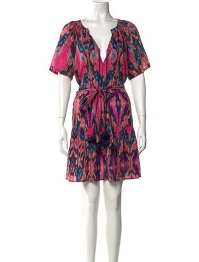 Pre-owned Figue Printed Mini Dress In Pink