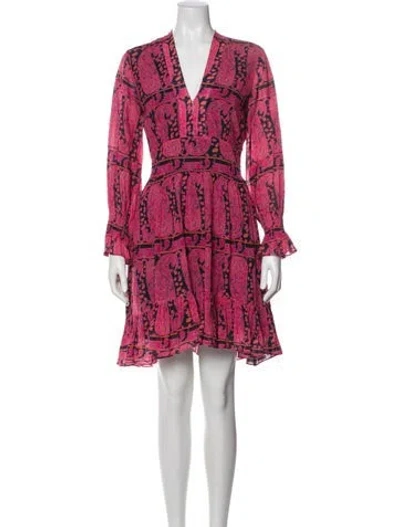Pre-owned Figue Printed Mini Dress In Pink