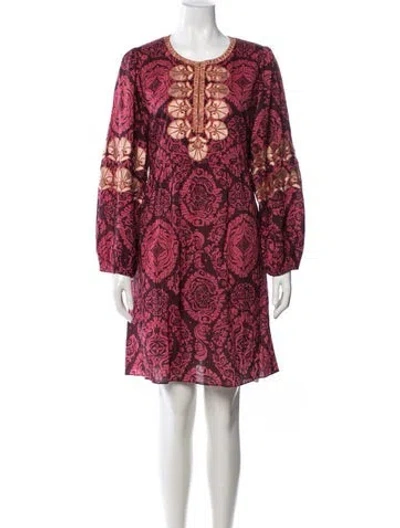 Pre-owned Figue Printed Mini Dress In Pink