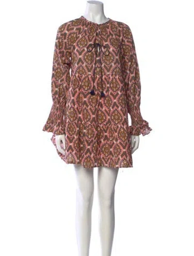 Pre-owned Figue Printed Mini Dress In Pink
