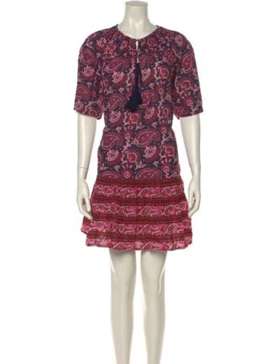 Pre-owned Figue Printed Mini Dress In Red