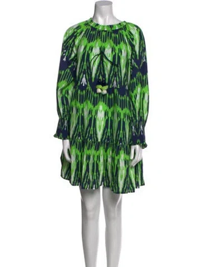 Pre-owned Figue Printed Mini Dress W/ Tags In Green