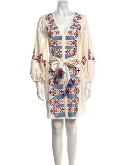 Pre-owned Figue Printed Mini Dress W/ Tags In Neutral