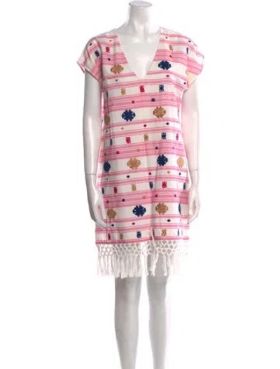 Pre-owned Figue Printed Mini Dress In White