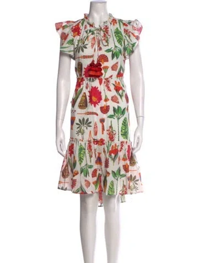 Pre-owned Figue Printed Mini Dress In White