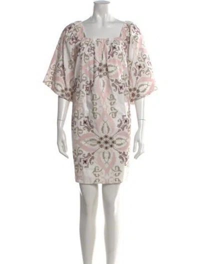 Pre-owned Figue Printed Mini Dress In White