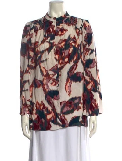 Pre-owned Figue Printed Mock Neck Blouse In Multi