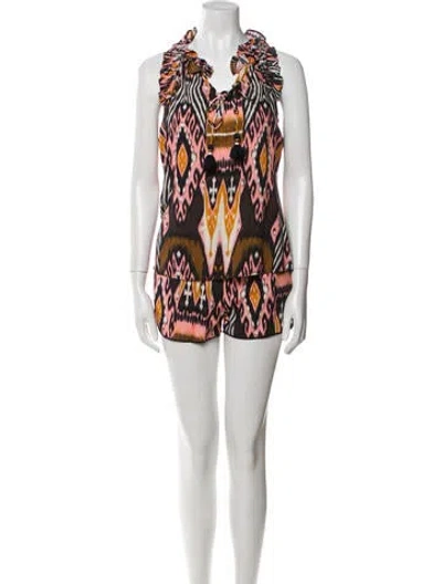 Pre-owned Figue Printed Ruffle Embellishment Short Set In Multi