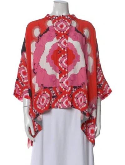 Pre-owned Figue Printed Short Sleeve Top In Pink