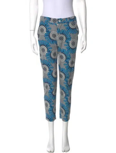 Pre-owned Figue Printed Skinny Leg Pants In Blue