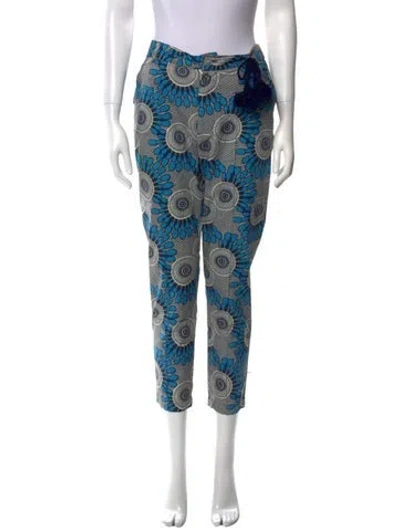 Pre-owned Figue Printed Skinny Leg Pants In Blue