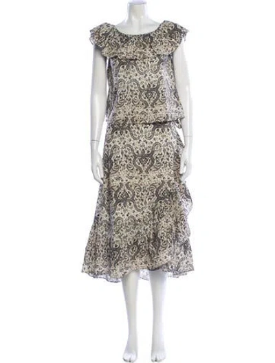 Pre-owned Figue Printed Skirt Set In Neutral