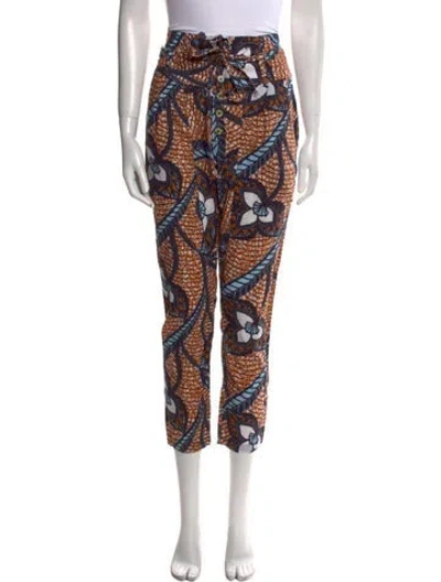 Pre-owned Figue Printed Straight Leg Pants In Brown