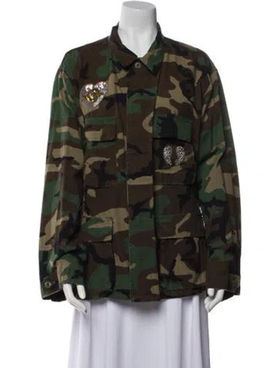 Pre-owned Figue Printed Utility Jacket W/ Tags In Green