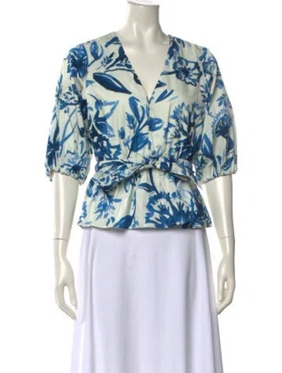 Pre-owned Figue Printed V-neck Blouse In Multi