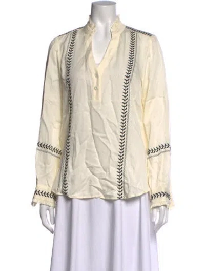 Pre-owned Figue Printed V-neck Top In Neutrals