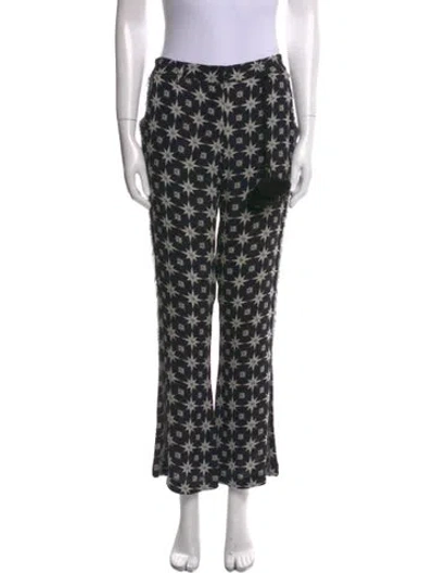 Pre-owned Figue Printed Wide Leg Pants In Black