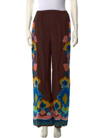 Pre-owned Figue Printed Wide Leg Pants In Brown