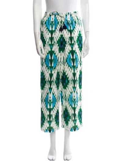 Pre-owned Figue Printed Wide Leg Pants In Green