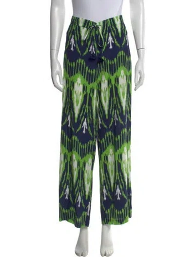 Pre-owned Figue Printed Wide Leg Pants In Green